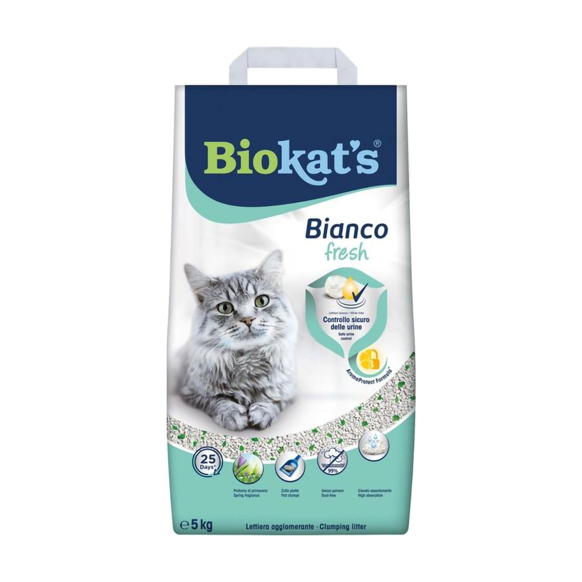 Наповнювач туалетів для кішок Biokat's Bianco Fresh бентонітовий, 5 кг